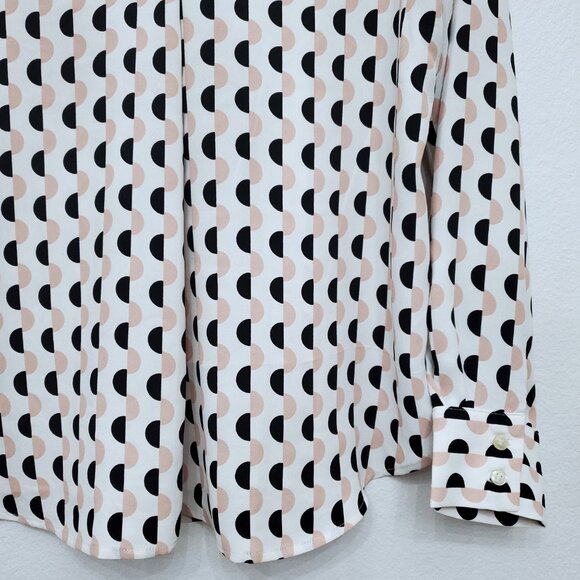 Ann Taylor Geometric Polka Dot Long Sleeve Women's Career Office Blouse MP - Picture 5 of 12